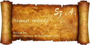 Szanyi Anikó névjegykártya